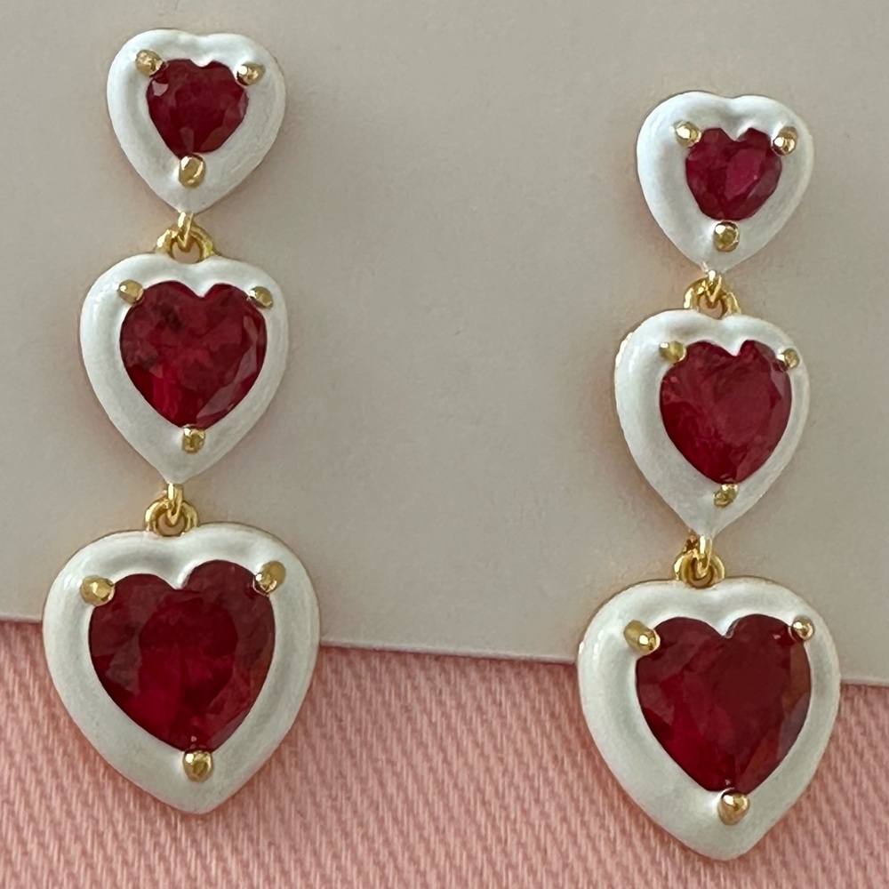 Kate spade double drop red hearts ❤️ earrings - Picture 4 of 7